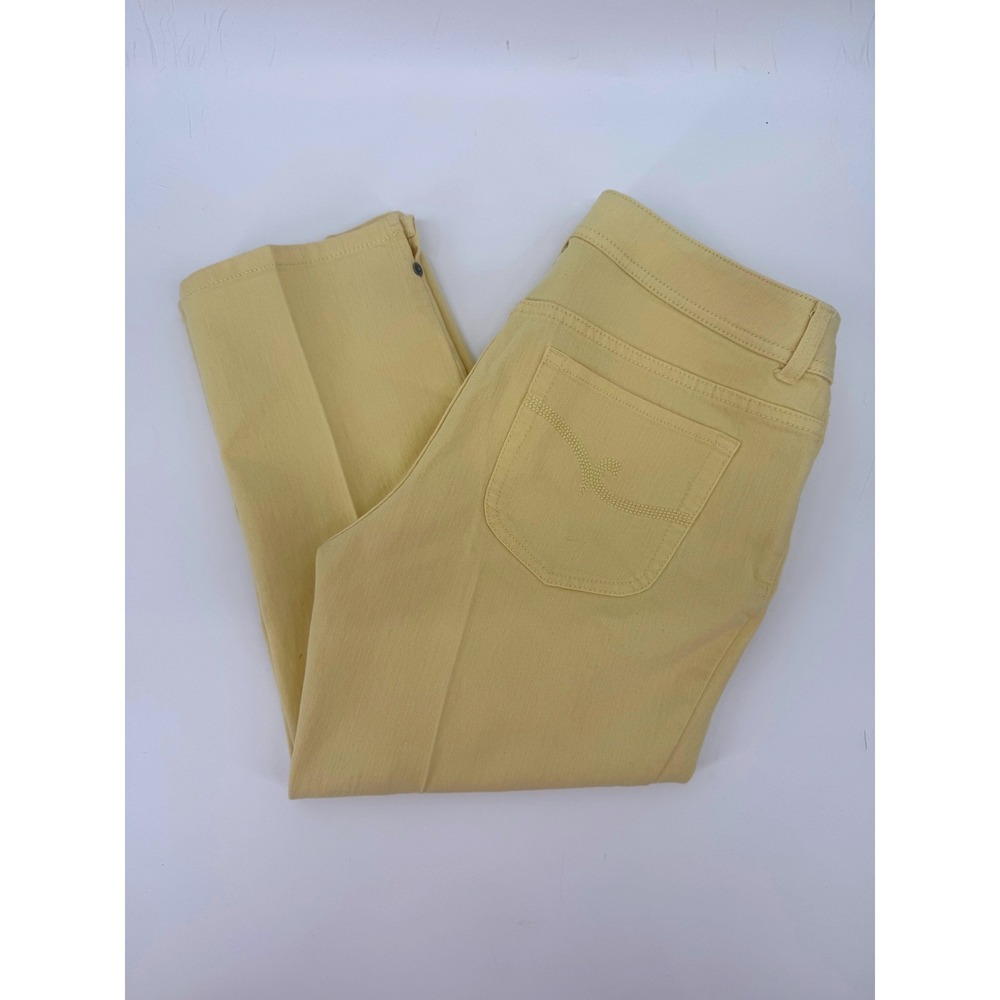 Chicos Yellow Cropped Pants Womens Size 0.5 Mid Rise Straight Leg Stretch Cotton